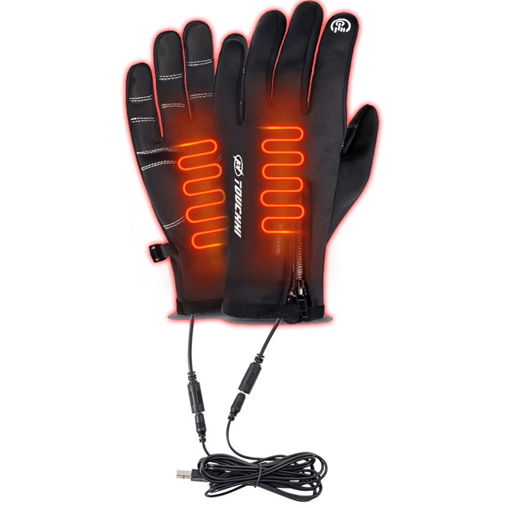 USB Touch Screen Gloves Winter Ski Gloves Windproof Heated Gloves Anti-Slip Glove for Cycling Running Driving Hiking Walking