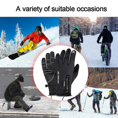 USB Touch Screen Gloves Winter Ski Gloves Windproof Heated Gloves Anti-Slip Glove for Cycling Running Driving Hiking Walking