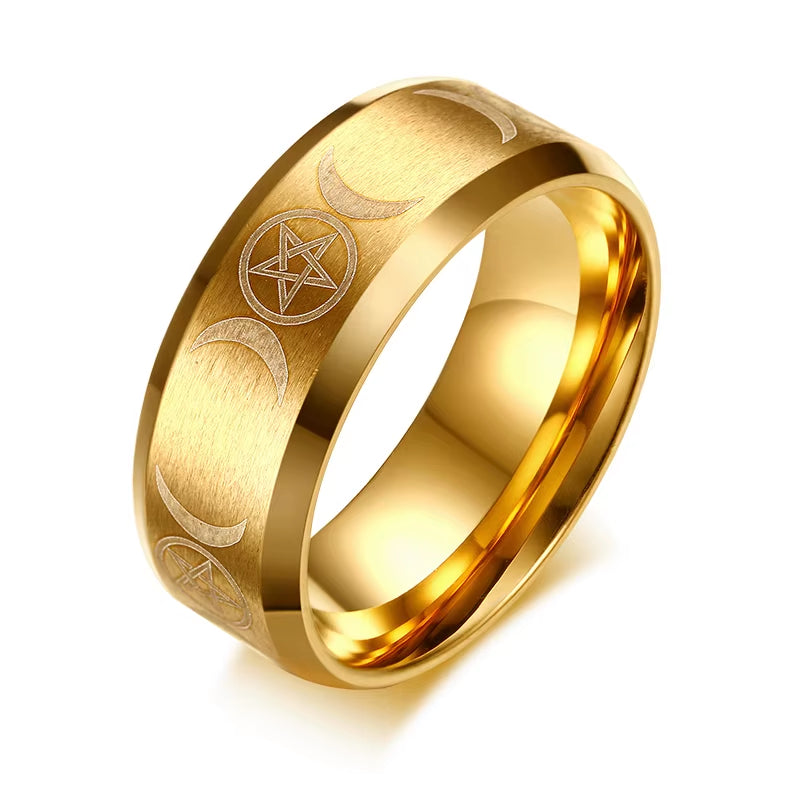 Classic Men Ring Stainless Steel Wedding Jewelry Horus Cross Casual Male Band