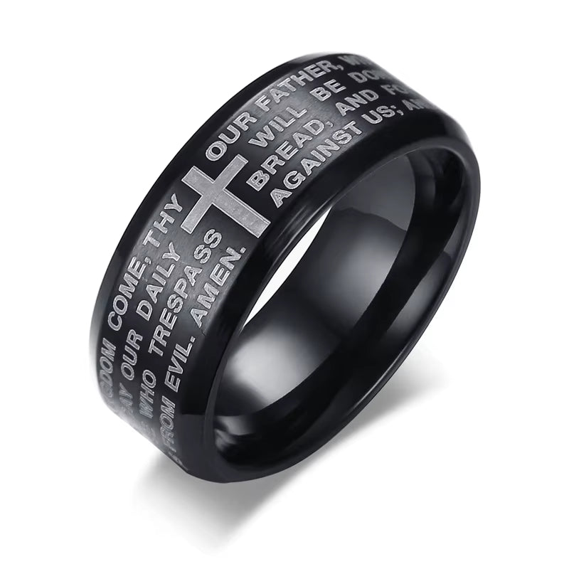 Classic Men Ring Stainless Steel Wedding Jewelry Horus Cross Casual Male Band