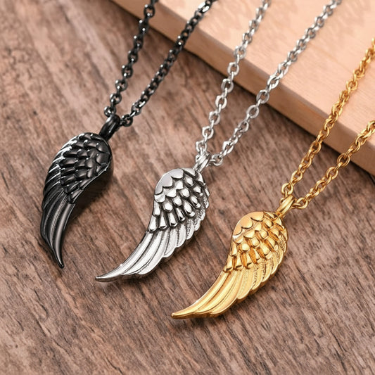 Angel Wing Cremation Necklace for Women Men,Stainless Steel Urn Pendant Ashes Holder Memorial Jewelry,Keepsake Gift