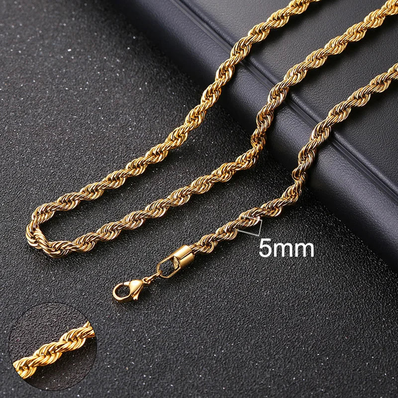 Stunning Cuban Chain Necklace - Unisex Stainless Steel Curb Link Choker in Vintage Gold Finish