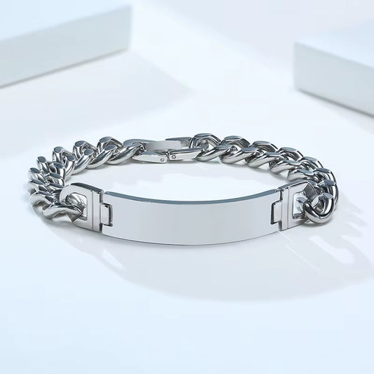 9Mm Stainless Steel ID Bracelets for Men Personalize Name Image Unique Gift Link Chain Bracelets