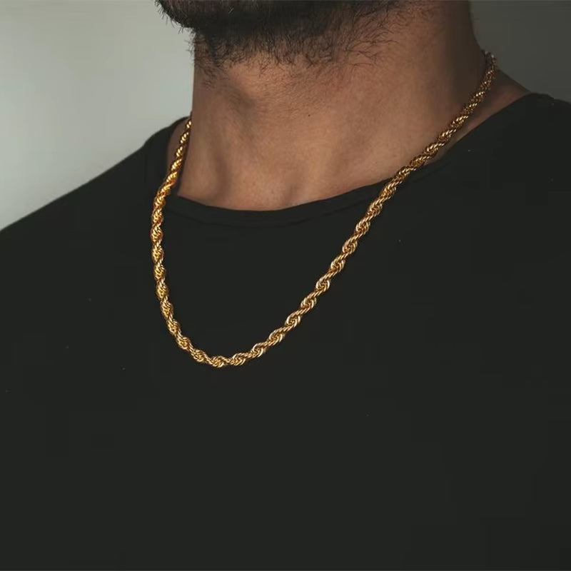 Stunning Cuban Chain Necklace - Unisex Stainless Steel Curb Link Choker in Vintage Gold Finish