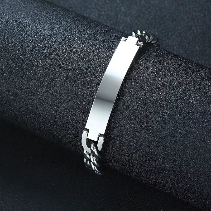 9Mm Stainless Steel ID Bracelets for Men Personalize Name Image Unique Gift Link Chain Bracelets