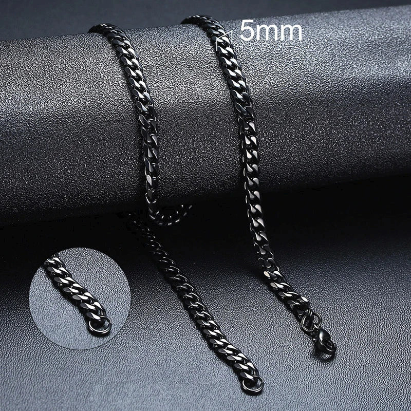 Stunning Cuban Chain Necklace - Unisex Stainless Steel Curb Link Choker in Vintage Gold Finish