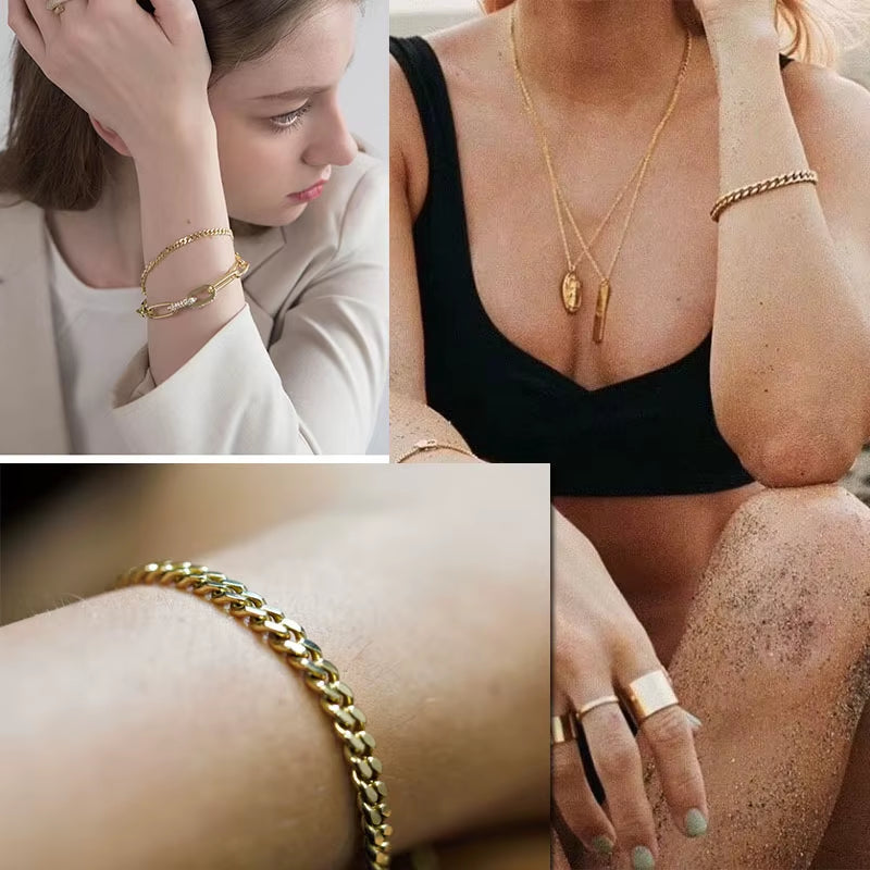 3-11Mm Chunky Miami Curb Chain Bracelet for Men, Stainless Steel Cuban Link Chain Wristband Classic Punk Heavy Male Jewelry