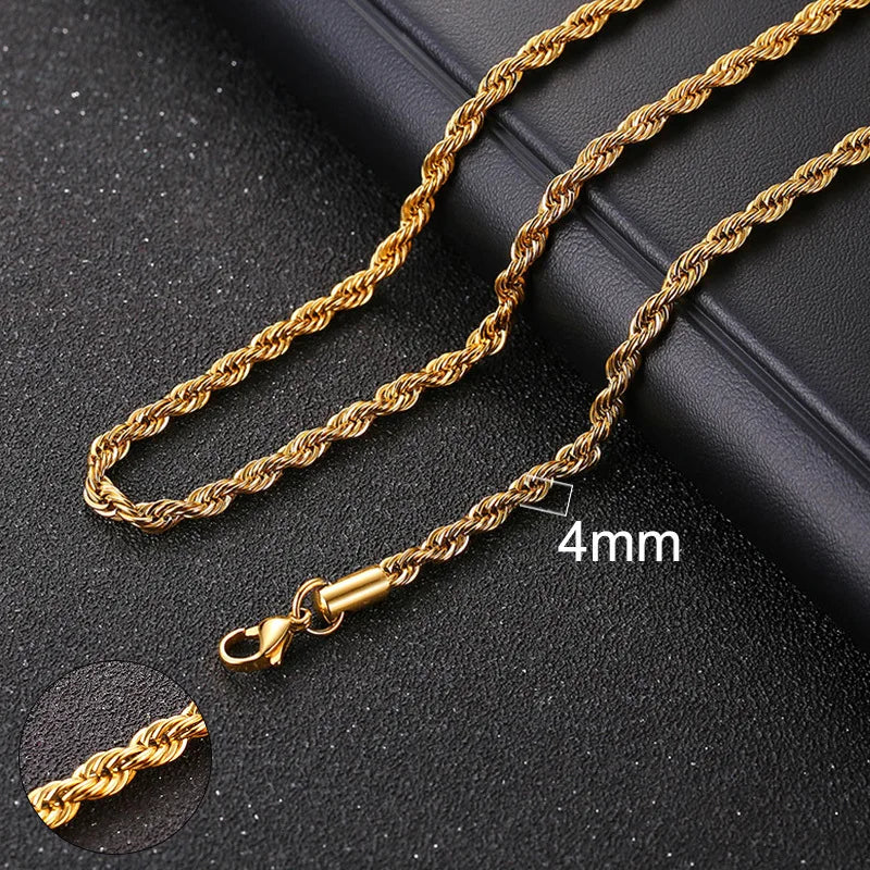 Stunning Cuban Chain Necklace - Unisex Stainless Steel Curb Link Choker in Vintage Gold Finish