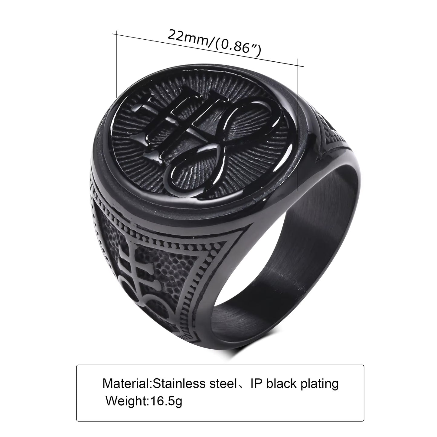 Sigil of Lucifer Rings Men Boys Talisman Amulet Gift Jewelry,Black Stainless Steel Satan Demon Devil Symbol Signet Ring
