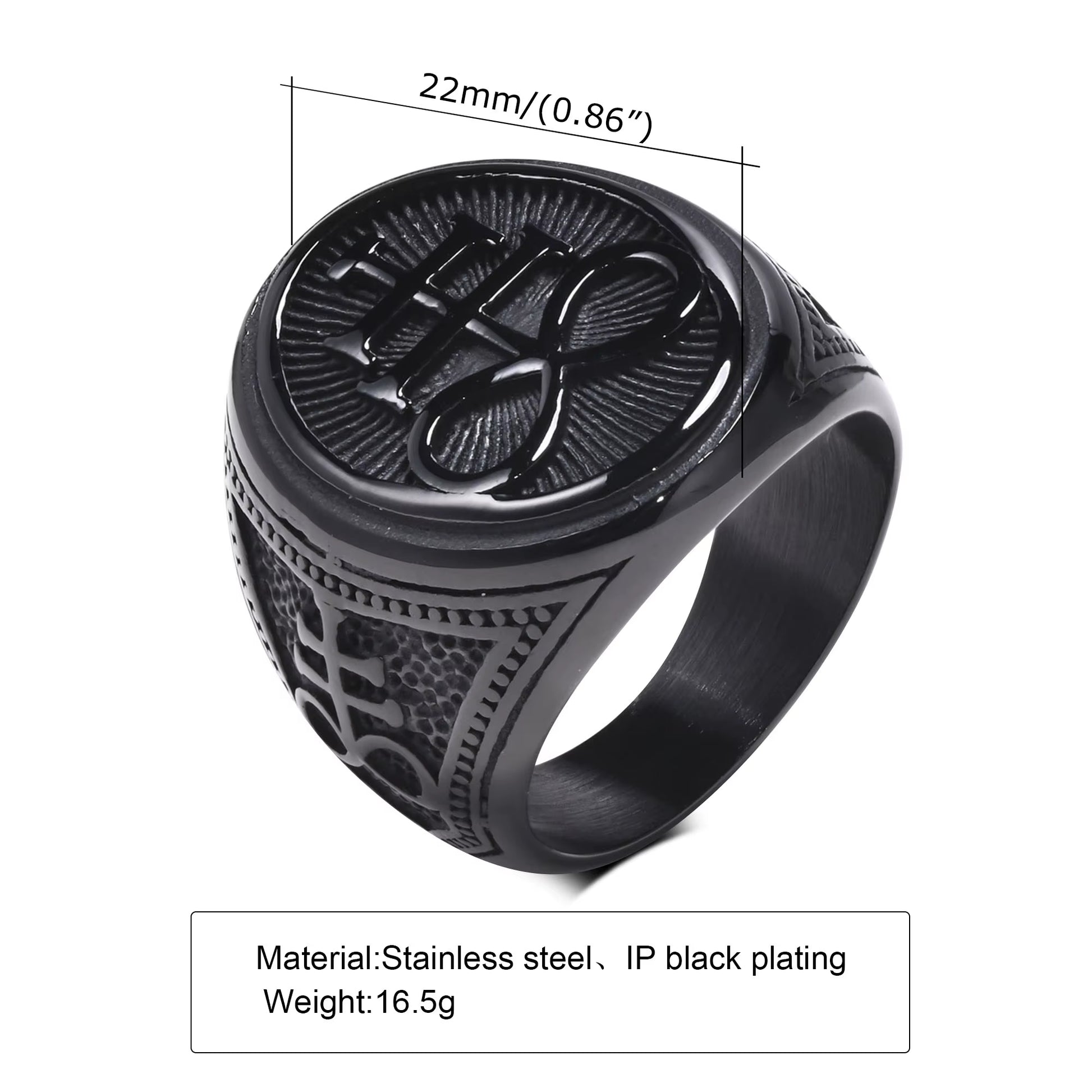 Sigil of Lucifer Rings Men Boys Talisman Amulet Gift Jewelry,Black Stainless Steel Satan Demon Devil Symbol Signet Ring