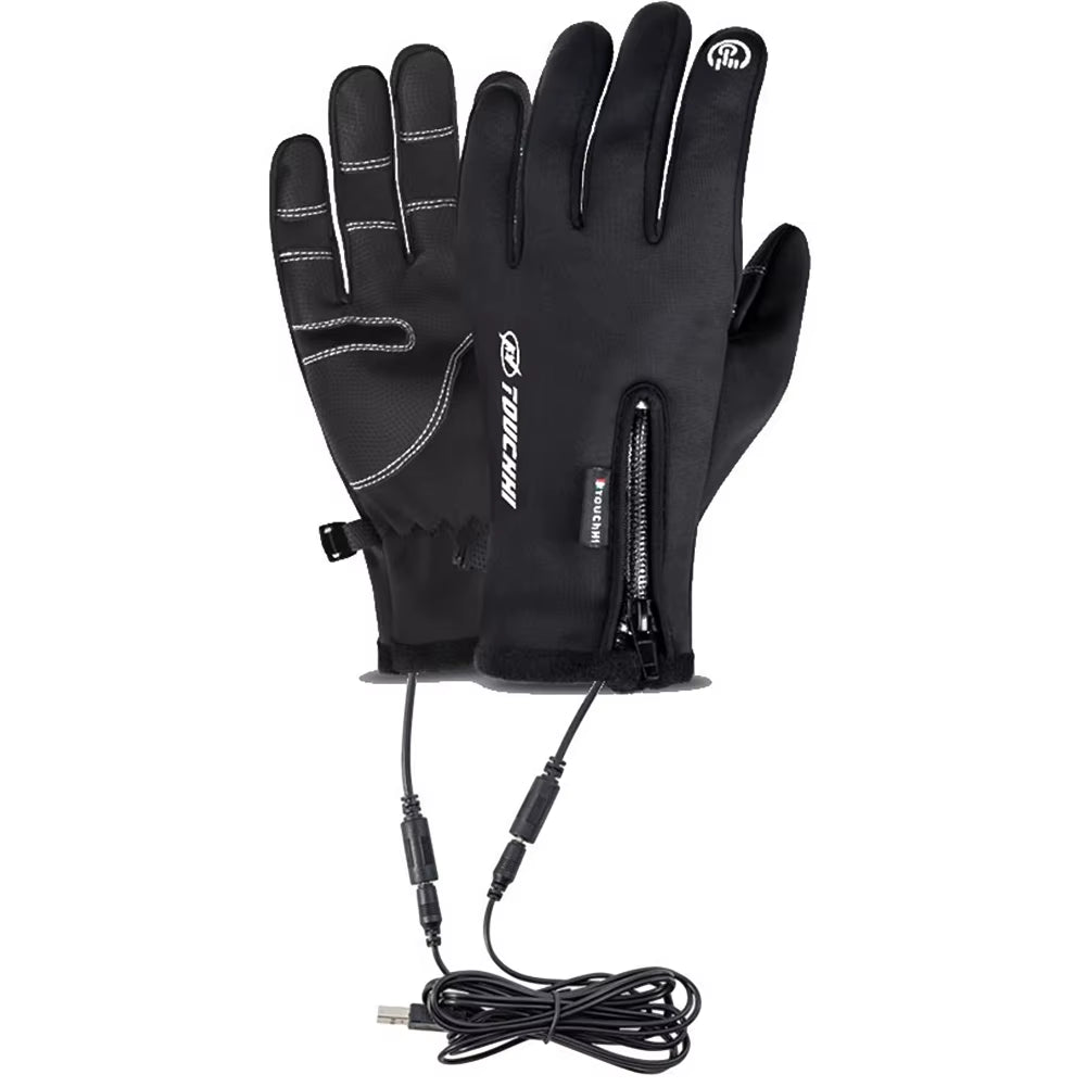 USB Touch Screen Gloves Winter Ski Gloves Windproof Heated Gloves Anti-Slip Glove for Cycling Running Driving Hiking Walking